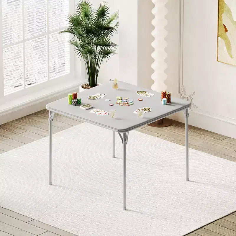34-Inch Square Folding Table with PU Padded Top and Collapsible Legs