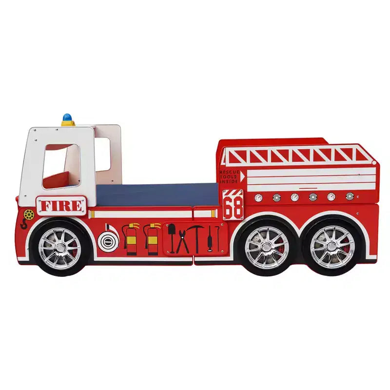 Twin Size Fire Truck Bed with LED Light