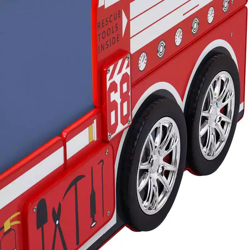 Letto a forma di camion dei pompieri singolo con luce a LED