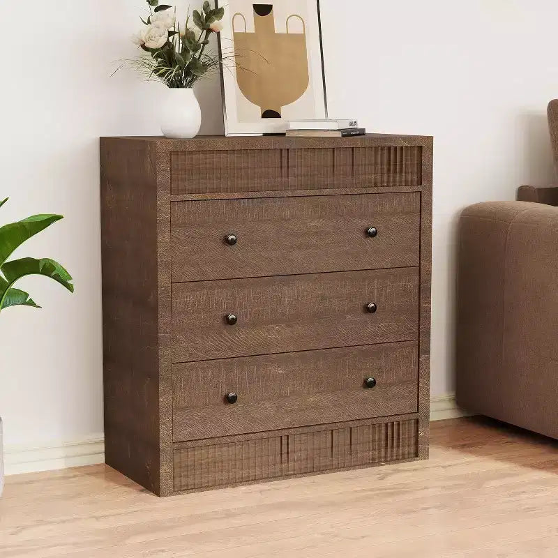 Fluted Dresser with 3 or 5 Drawers – 31.5" Wide Chest of Drawers for Bedroom, Hallway & Living Room
