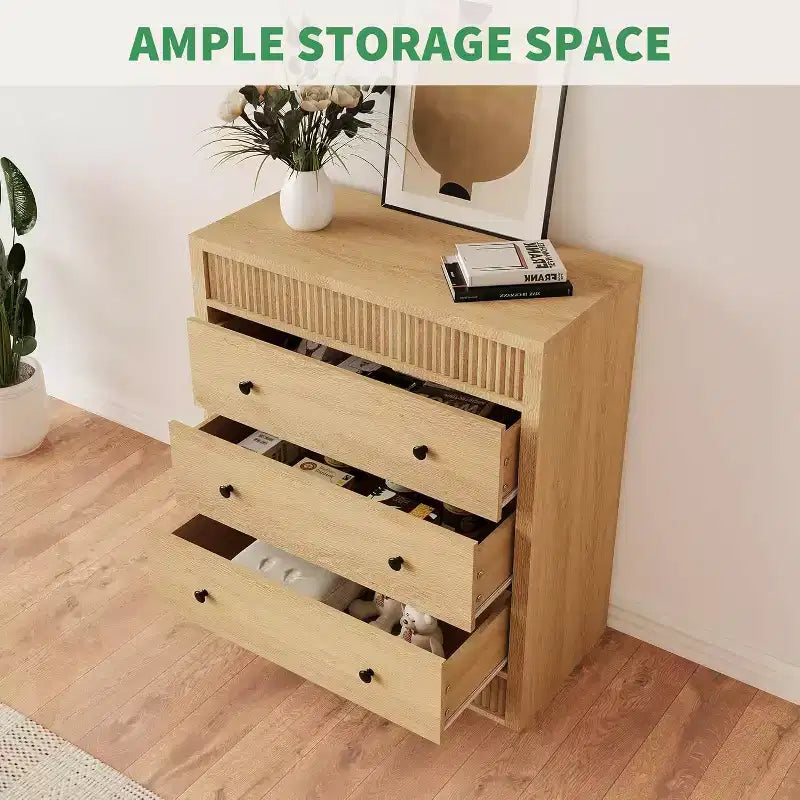 Cassettiera Scanalata con 3 o 5 Cassetti – Comò Largo 80 cm per Camera da Letto, Corridoio e Soggiorno