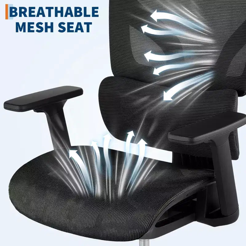 High-Back Ergonomic Mesh Office Chair with Lumbar Support and 4D Adjustable Armrests