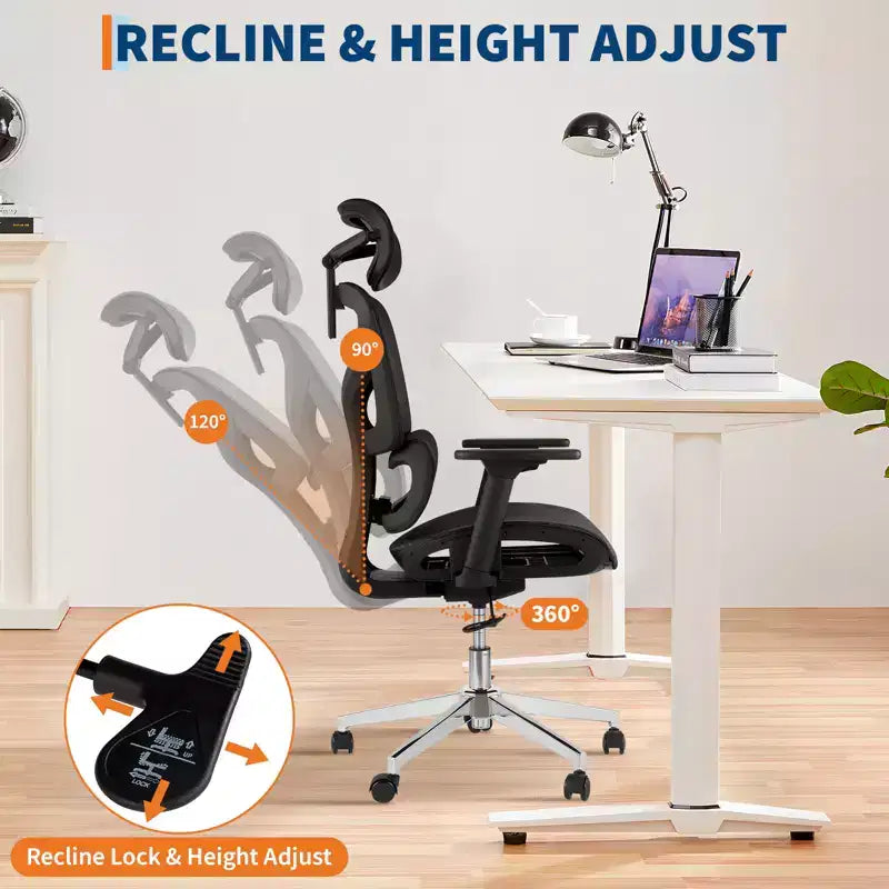 High-Back Ergonomic Mesh Office Chair with Lumbar Support and 4D Adjustable Armrests
