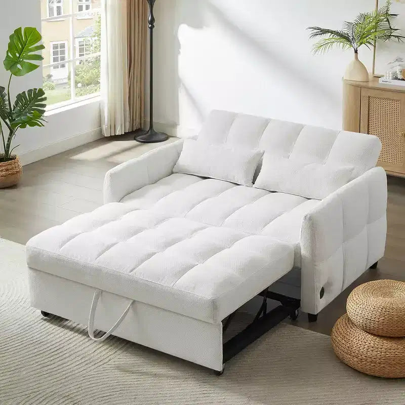 52.8" Convertible Loveseat Sofa Bed with Adjustable Backrest