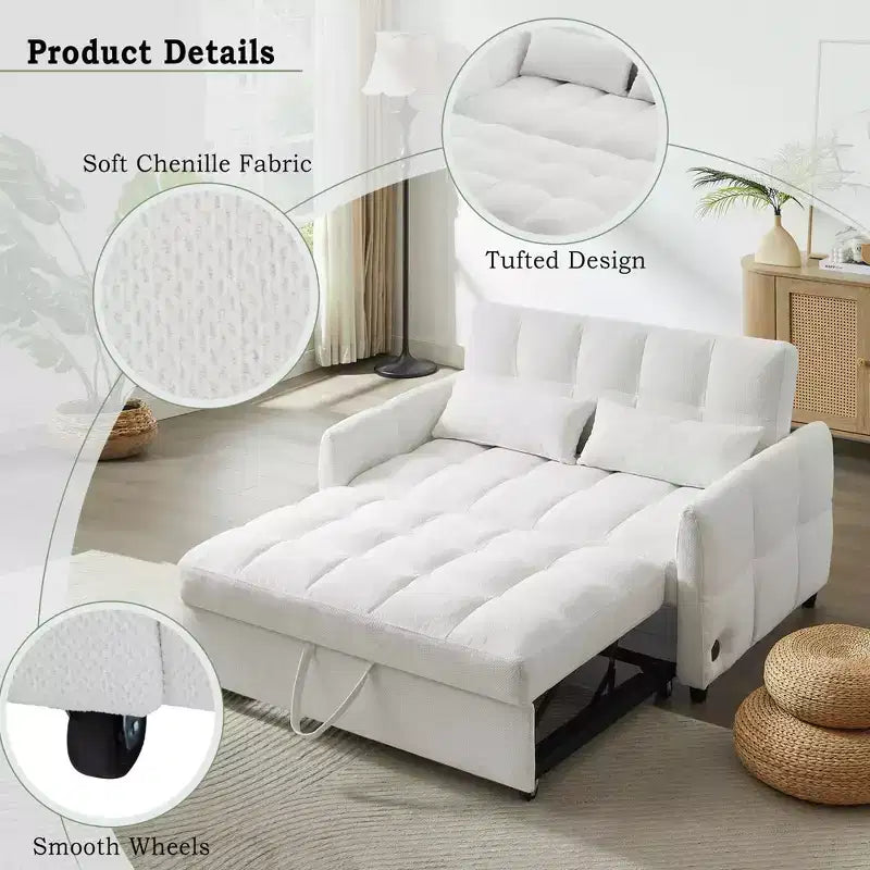 Divano letto trasformabile da 52,8" con schienale regolabile