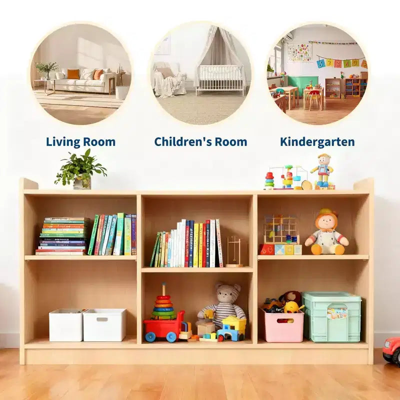 Libreria per bambini a 2 ripiani e organizer per giocattoli