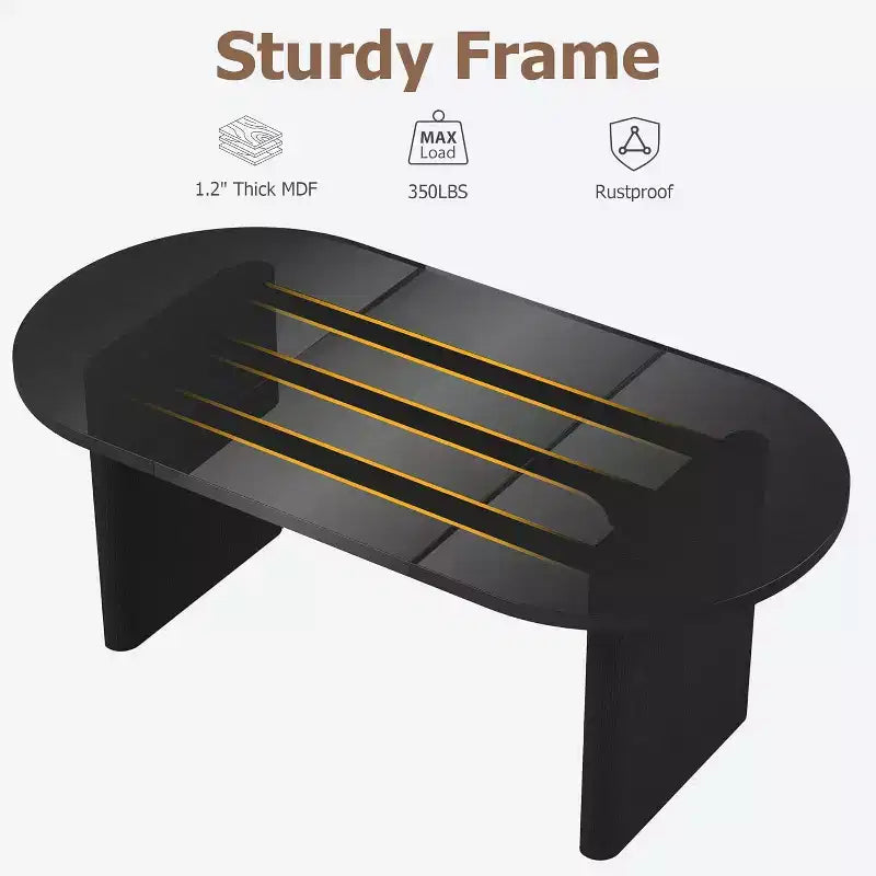 71-Inch Oval Dining Table – Seats up to 6, Black