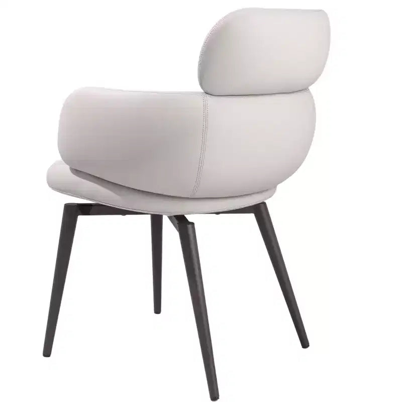 Light Gray and Black Faux Leather Dining Arm Chair