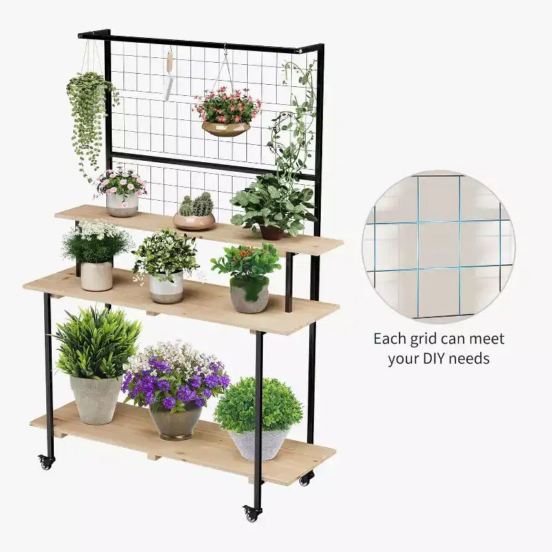 3-Tier Metal Plant Stand with Adjustable Shelves