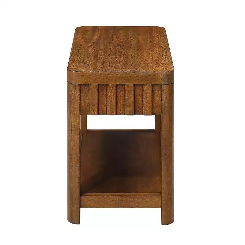 2-Tier Farmhouse End Table with Open Storage Shelf