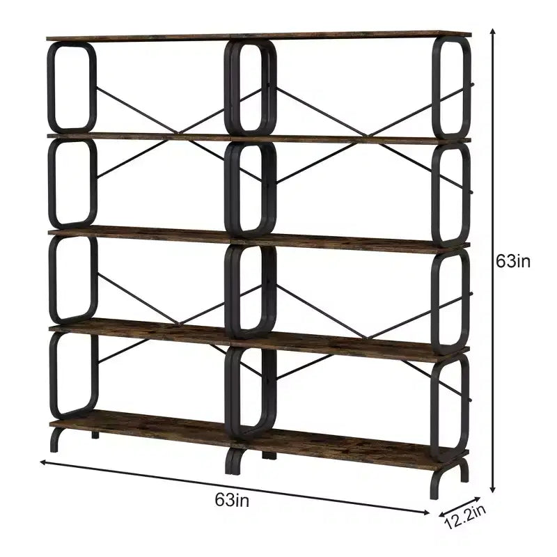 Scaffale industriale a 5 ripiani – Marrone rustico in MDF e struttura in metallo con sistema anti-ribaltamento