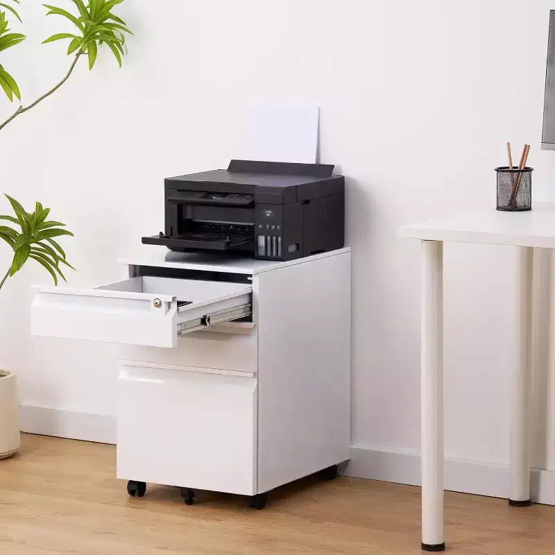 Cassettiera per archiviazione mobile a 3 cassetti con serratura – Organizzatore per documenti in metallo su rotelle da sotto la scrivania