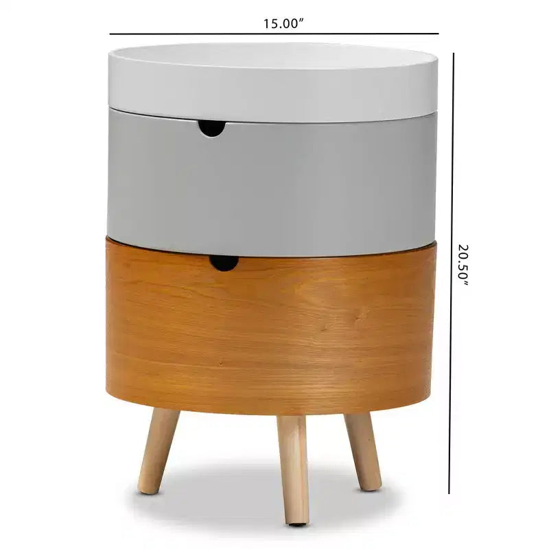 3-Tier Round End Table with Storage – Mid-Century Modern Style