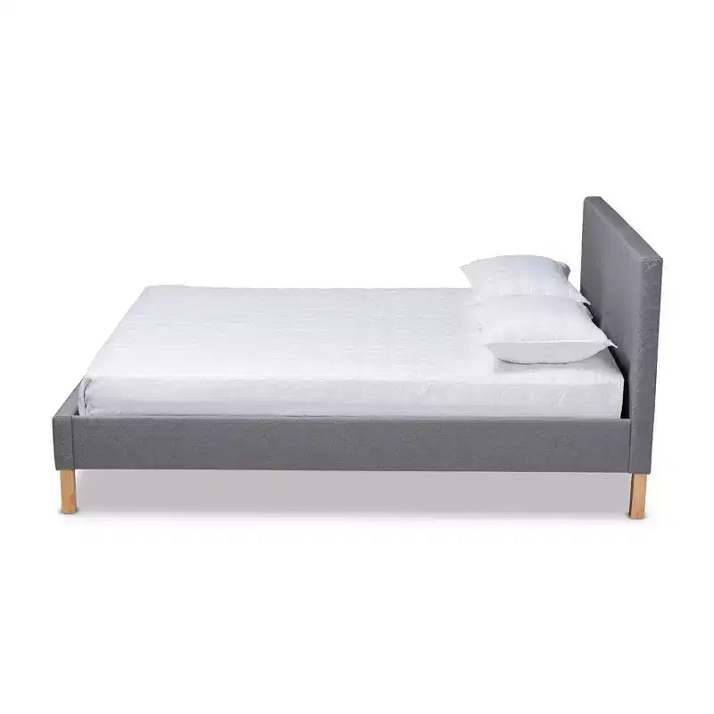 King Size Upholstered Platform Bed – Gray