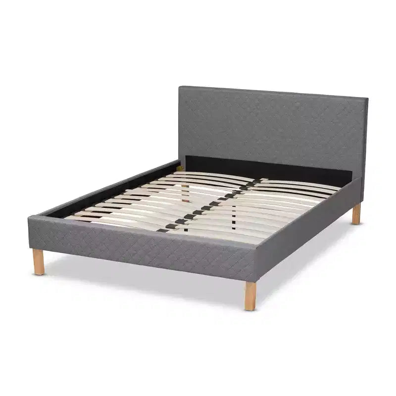 King Size Upholstered Platform Bed – Gray