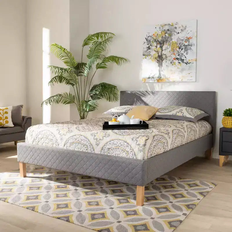 Letto a piattaforma imbottito King Size – Grigio