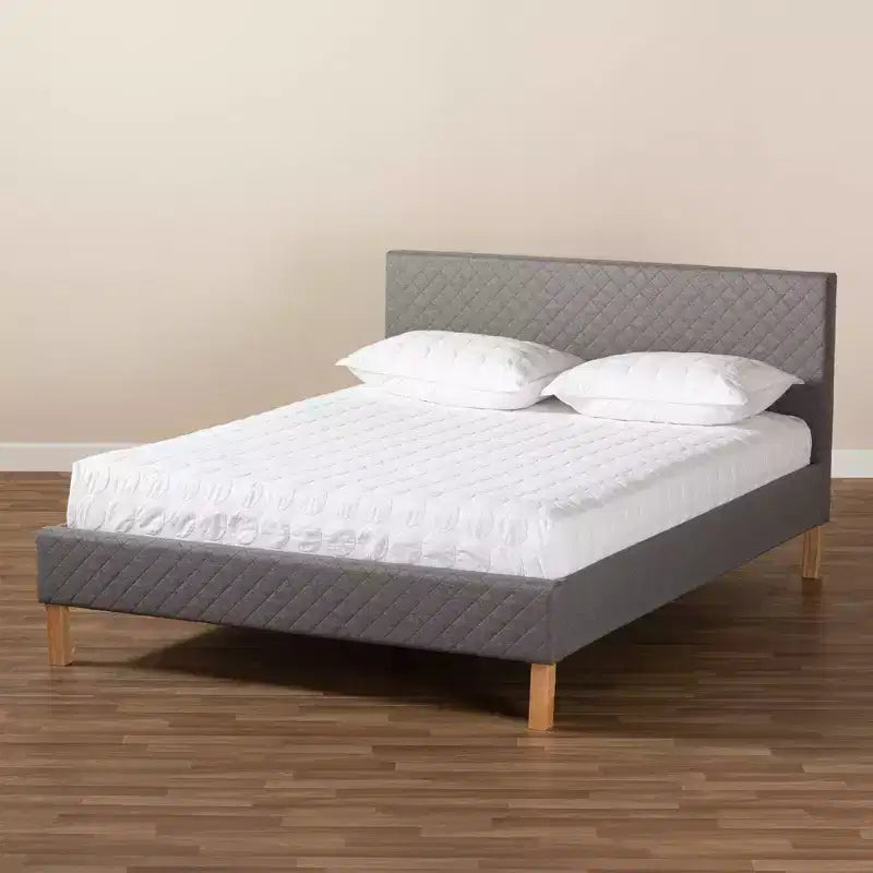 King Size Upholstered Platform Bed – Gray
