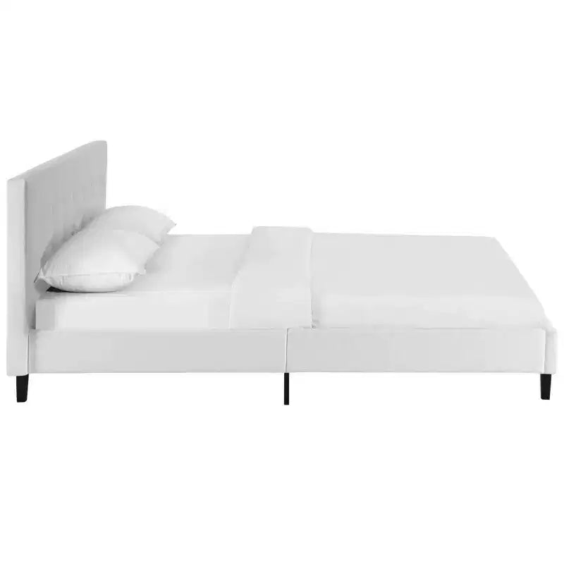 Full Size Upholstered Platform Bed with Tufted Headboard