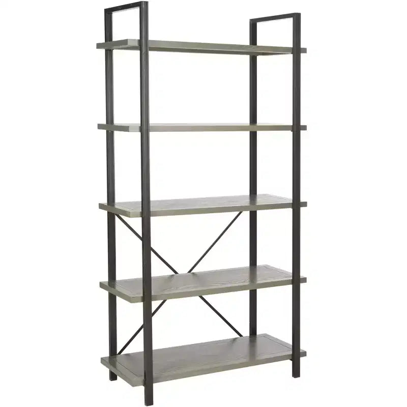 5-Shelf Fir Wood Etagere Bookshelf