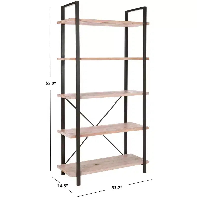 5-Shelf Fir Wood Etagere Bookshelf