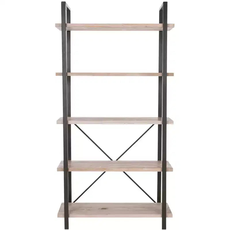 5-Shelf Fir Wood Etagere Bookshelf