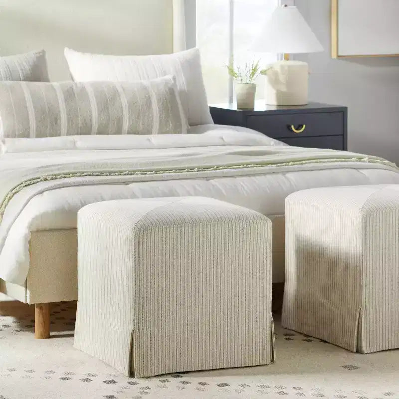 Lynwood Slipcover Cube Ottoman - Threshold designed with Studio McGee