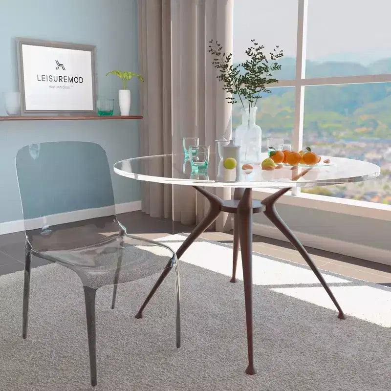 LeisureMod Murray Waterfall Edge Design Acrylic Dining Chair with Sleek Molded Seat, Modern Style for Kitchen, Dining Room, Office, Lounge, or Cafe