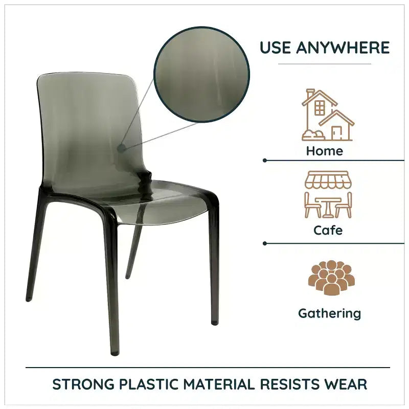 LeisureMod Murray Sedia da Pranzo in Acrilico con Bordo a Cascata e Sedile Modellato Elegante, Stile Moderno per Cucina, Sala da Pranzo, Ufficio, Lounge o Bar