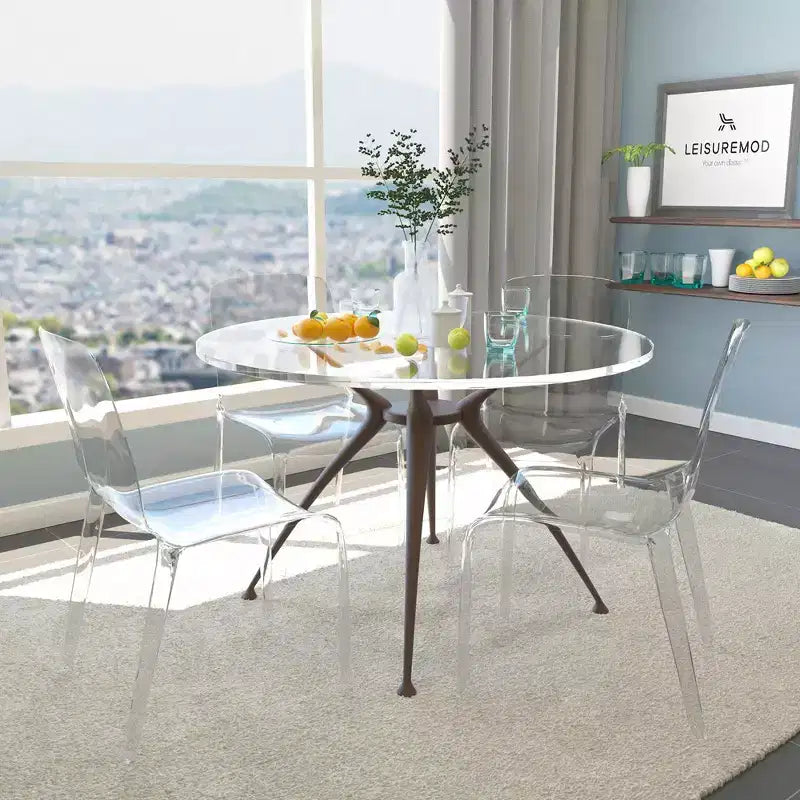 LeisureMod Murray Sedia da Pranzo in Acrilico con Bordo a Cascata e Sedile Modellato Elegante, Stile Moderno per Cucina, Sala da Pranzo, Ufficio, Lounge o Bar