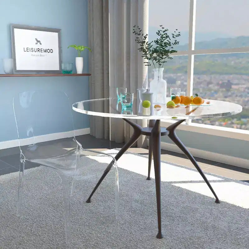 LeisureMod Murray Sedia da Pranzo in Acrilico con Bordo a Cascata e Sedile Modellato Elegante, Stile Moderno per Cucina, Sala da Pranzo, Ufficio, Lounge o Bar