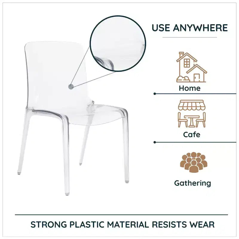LeisureMod Murray Sedia da Pranzo in Acrilico con Bordo a Cascata e Sedile Modellato Elegante, Stile Moderno per Cucina, Sala da Pranzo, Ufficio, Lounge o Bar