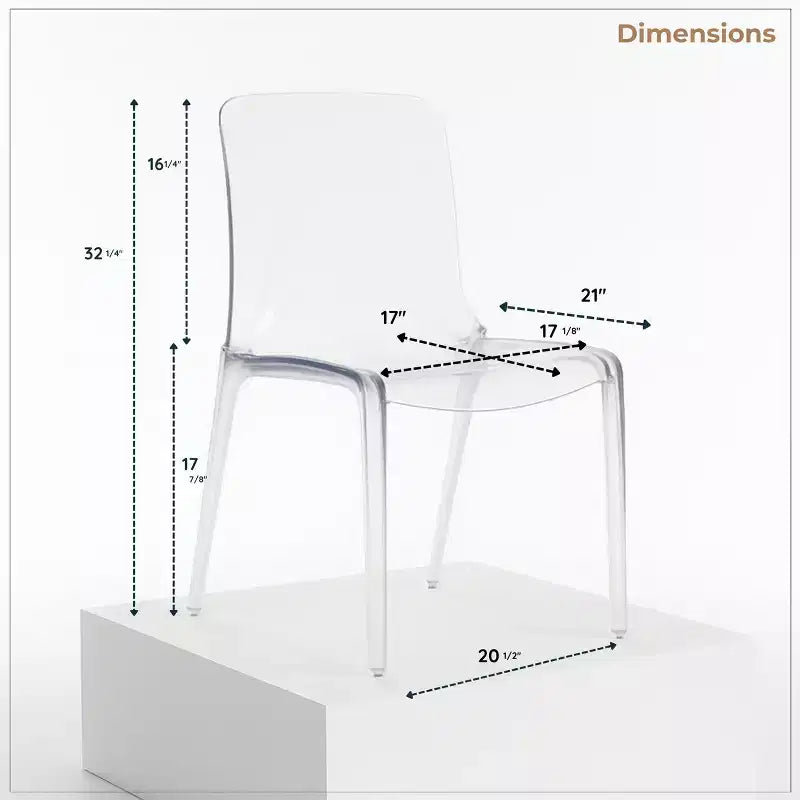 LeisureMod Murray Sedia da Pranzo in Acrilico con Bordo a Cascata e Sedile Modellato Elegante, Stile Moderno per Cucina, Sala da Pranzo, Ufficio, Lounge o Bar
