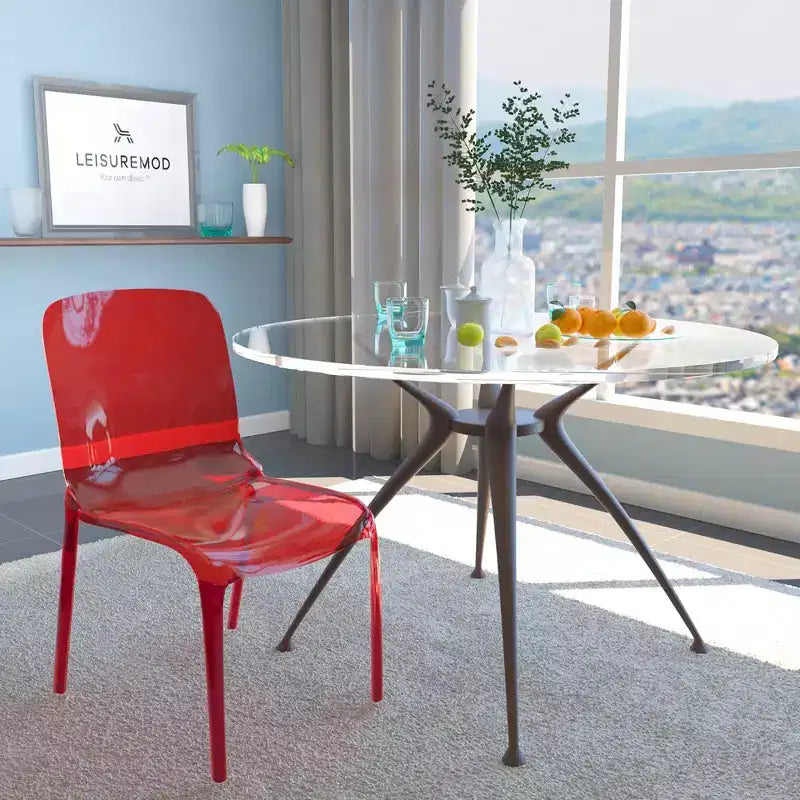 LeisureMod Murray Sedia da Pranzo in Acrilico con Bordo a Cascata e Sedile Modellato Elegante, Stile Moderno per Cucina, Sala da Pranzo, Ufficio, Lounge o Bar