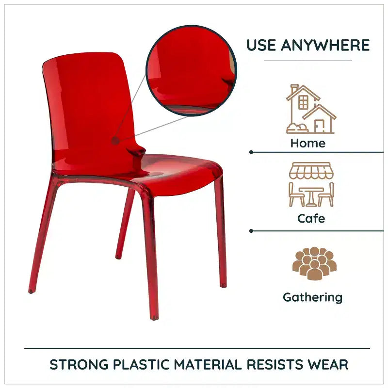 LeisureMod Murray Sedia da Pranzo in Acrilico con Bordo a Cascata e Sedile Modellato Elegante, Stile Moderno per Cucina, Sala da Pranzo, Ufficio, Lounge o Bar
