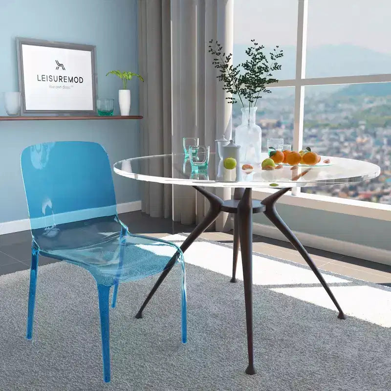 LeisureMod Murray Sedia da Pranzo in Acrilico con Bordo a Cascata e Sedile Modellato Elegante, Stile Moderno per Cucina, Sala da Pranzo, Ufficio, Lounge o Bar