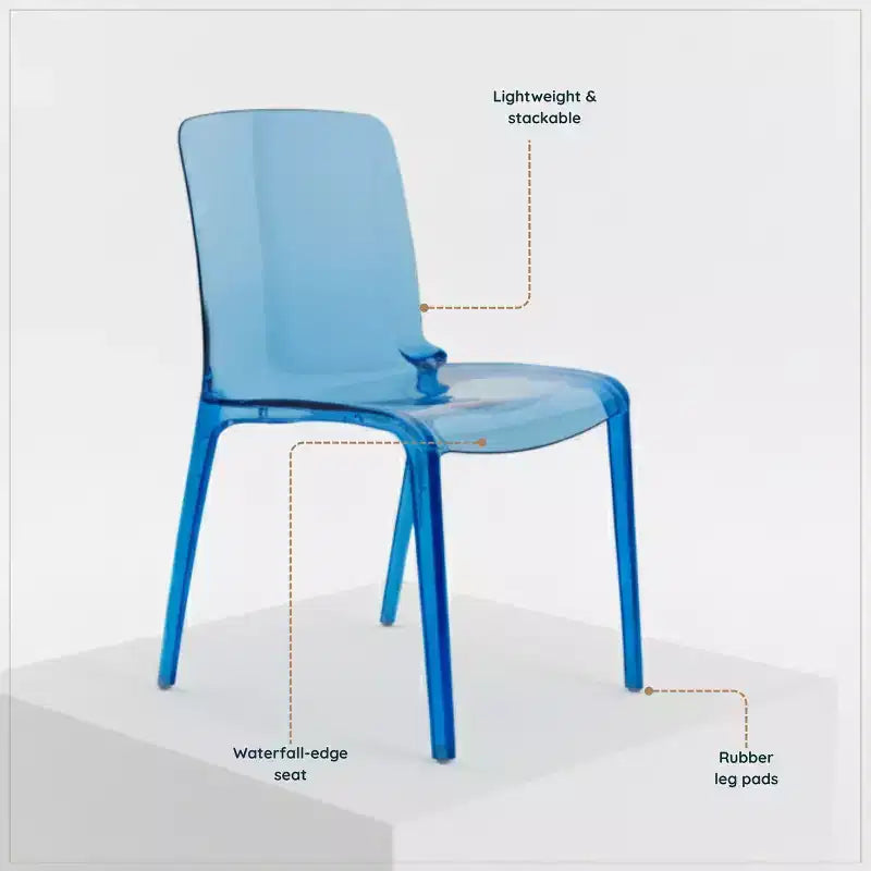 LeisureMod Murray Sedia da Pranzo in Acrilico con Bordo a Cascata e Sedile Modellato Elegante, Stile Moderno per Cucina, Sala da Pranzo, Ufficio, Lounge o Bar