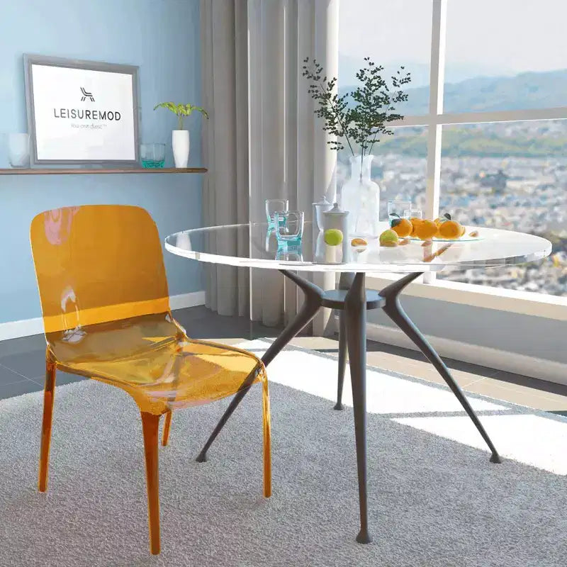 LeisureMod Murray Sedia da Pranzo in Acrilico con Bordo a Cascata e Sedile Modellato Elegante, Stile Moderno per Cucina, Sala da Pranzo, Ufficio, Lounge o Bar