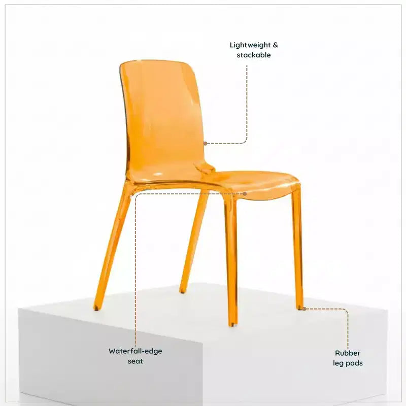 LeisureMod Murray Sedia da Pranzo in Acrilico con Bordo a Cascata e Sedile Modellato Elegante, Stile Moderno per Cucina, Sala da Pranzo, Ufficio, Lounge o Bar