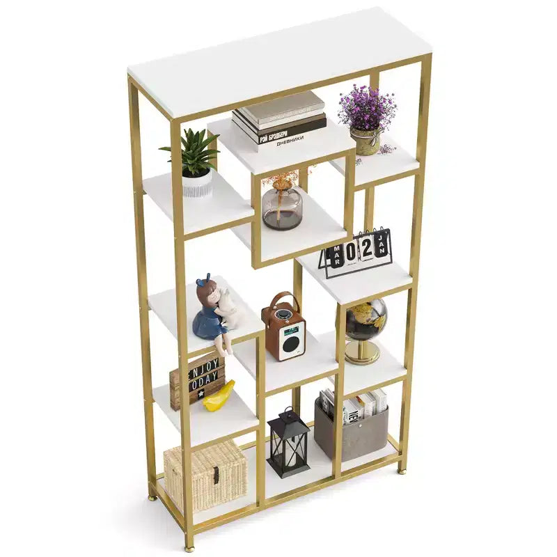 71-Inch 11-Tier Open Display Bookcase with Metal Frame